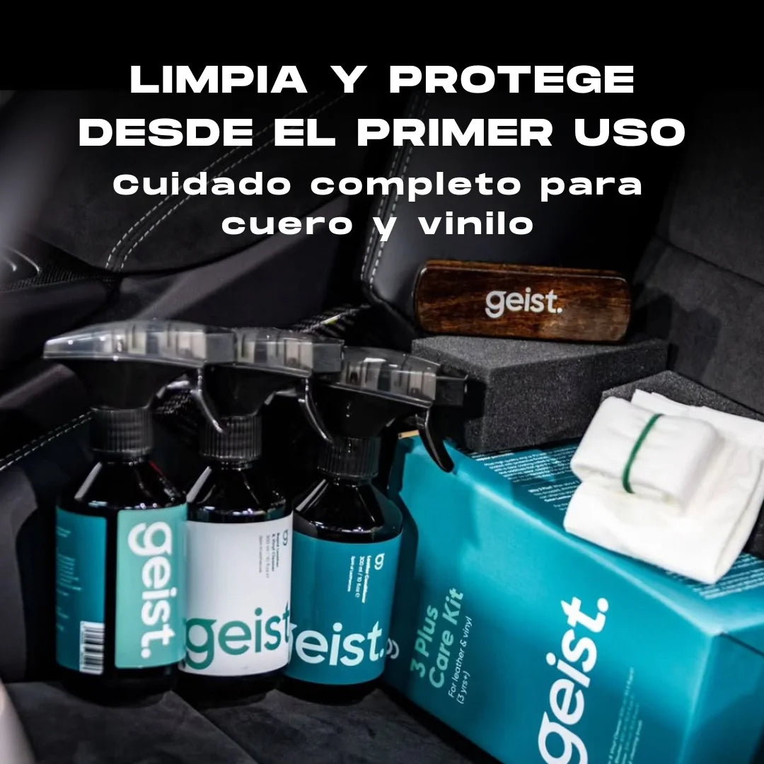 Kit para cuidado de cuero . Limpieza nutrición y protección Geist 3 Plus