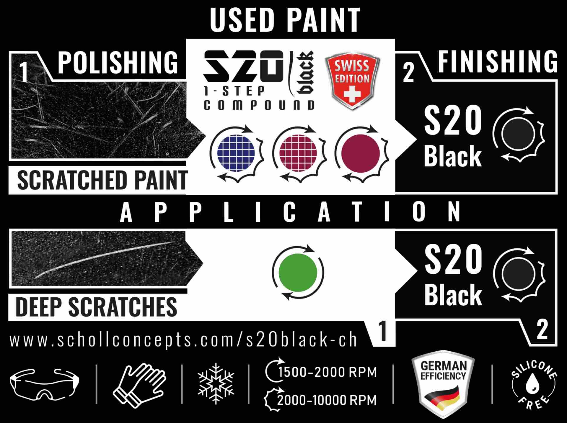 Pulimento de un paso Scholl Concepts S20 Black Swiss