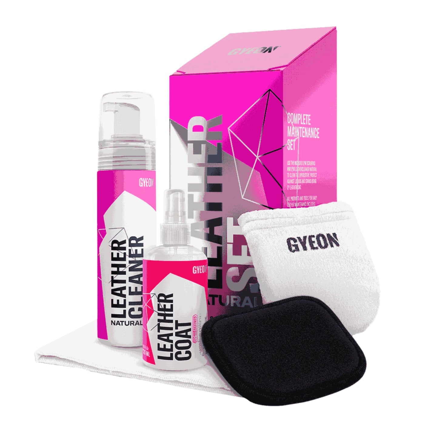 Kit completo para el cuidado del cuero GYEON Q²M Leather Set Natural