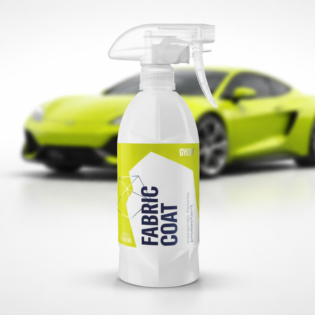 Gyeon Q² FabricCoat, impermeabilizante textil de alto rendimiento para coche, protección hidrofóbica en interiores y exteriores, mantiene tejidos limpios y protegidos.