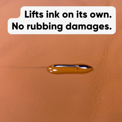 El Geist Removedor de Tinta y Tinte es una solución profesional potente y segura para eliminar marcas de bolígrafo, rotulador y transferencia de tinte en cuero, polipiel (PU) y PVC, sin dañar la superficie ni alterar su acabado.