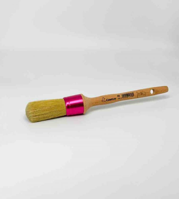 Imagen de la brocha Castor prensada redonda profesional, herramienta de detailing para zonas delicadas